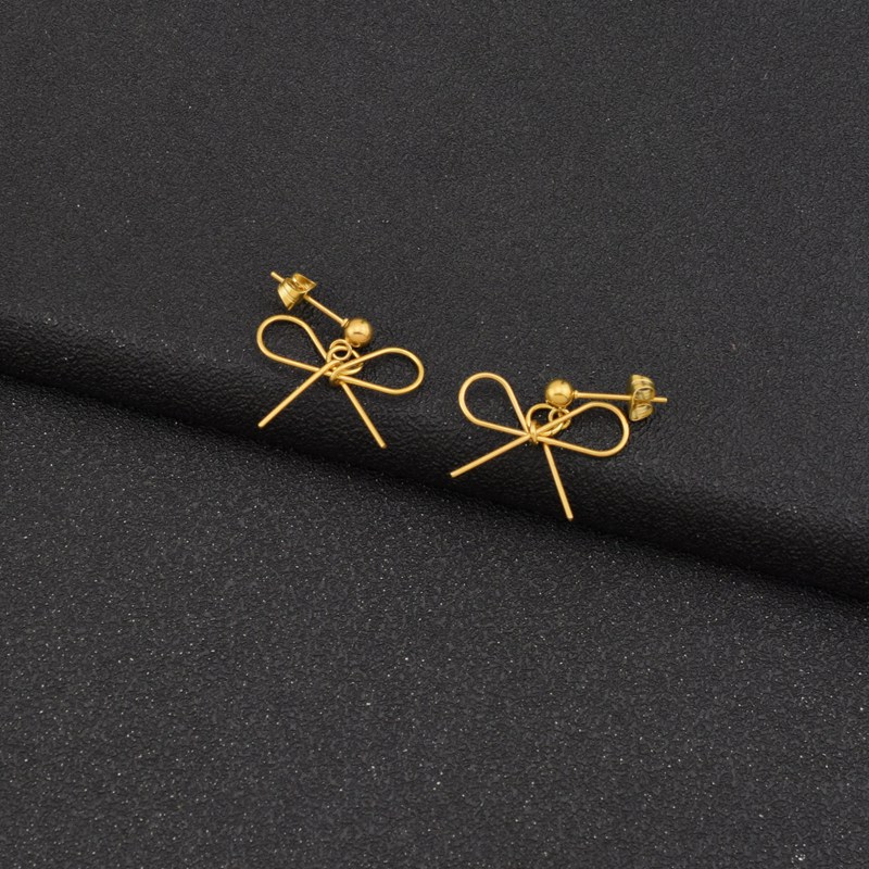 1 Pair IG Style Simple Style Bow Knot Plating Hollow Out Stainless Steel Drop Earrings display picture 7