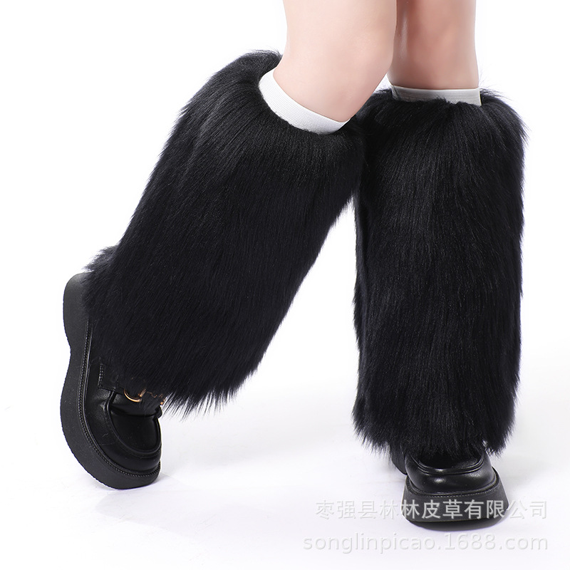 Otoño e Invierno exportación europea y americana original única imitación de piel de zorro cubierta de la pierna cubierta del zapato de la rodilla de las mujeres largo grueso caliente