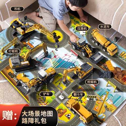 Badgers excavator alloy engineering vehicle set model boys and children toy vehicle bulldozer gift birthday gift