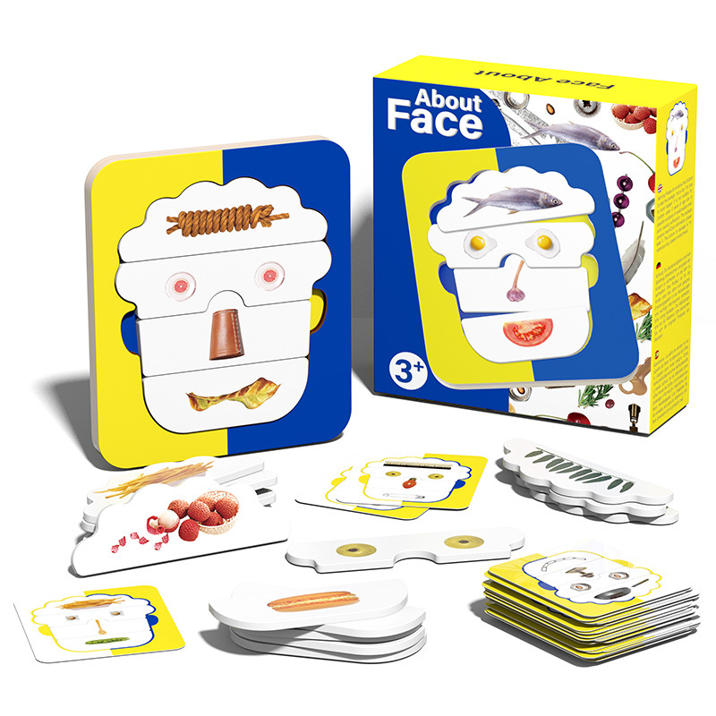 Rompecabezas de madera para niños rompecabezas bebé manos en rompecabezas personaje expresión facial cognitiva bloques de construcción juguetes de escritorio