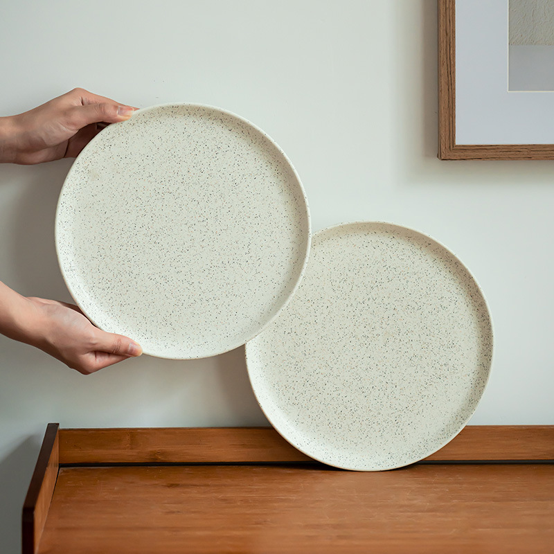 Plato de cerámica esmalte de sésamo retro platos de comida occidentales platos de ensalada platos de platos caseros platos de desayuno grande