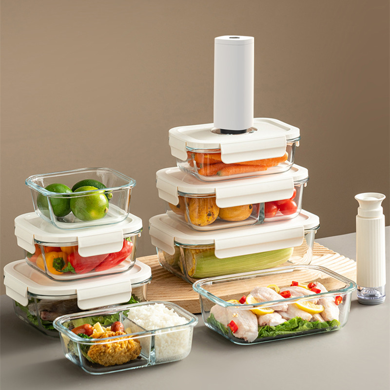 电动抽真空保鲜盒密封冰箱收纳盒食品级高硼硅玻璃饭盒微波可加热