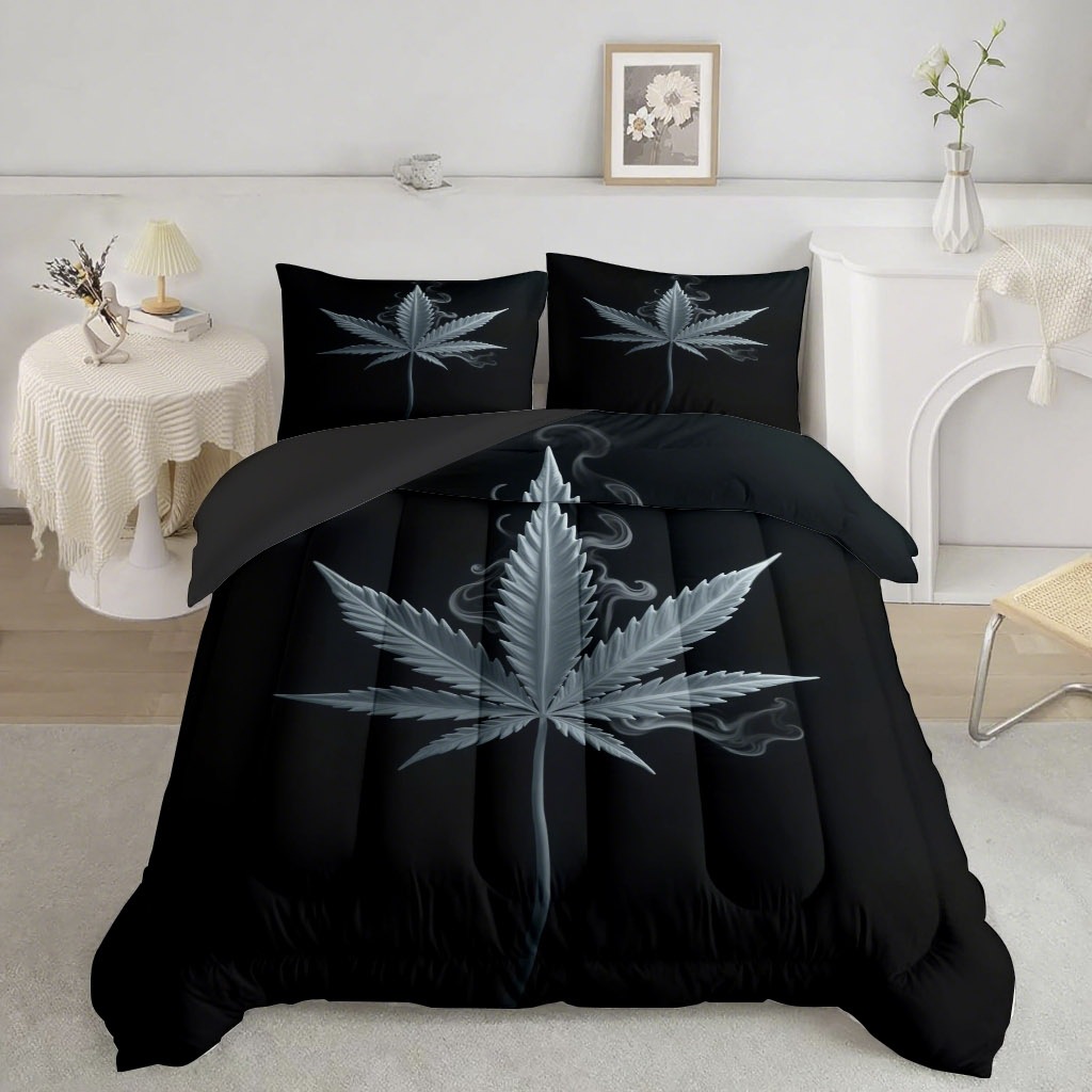 TEMU / JIT nuevo producto impresión digital 3D hojas de arce multicolor 180gms colcha colcha colchón conjunto de ropa de cama