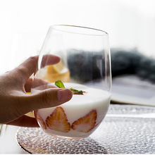 ins玻璃杯蛋形玻璃杯水杯七彩蛋杯金边牛奶果汁杯蛋杯家用礼品批