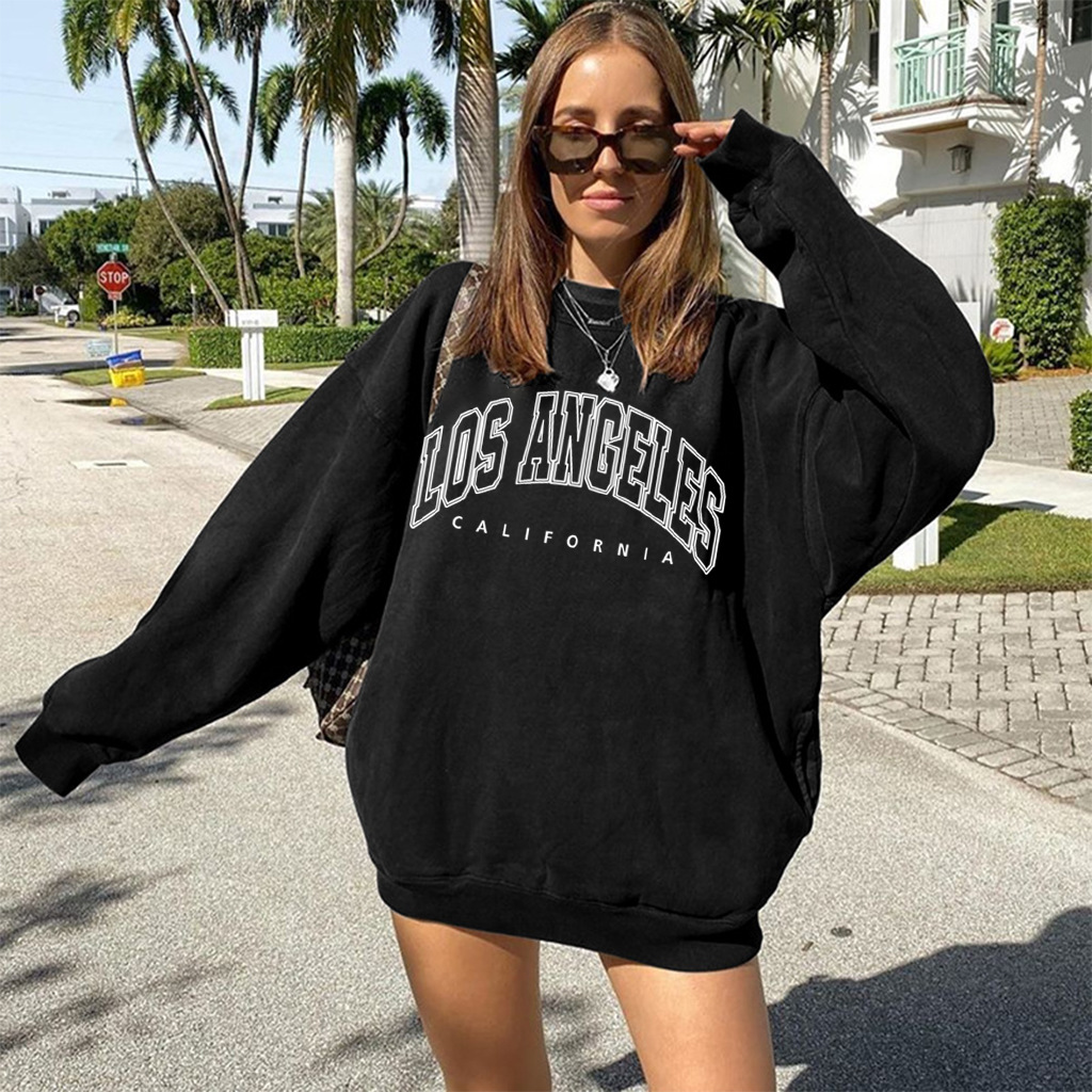 Letter Print Women Drop Shoulder plus Size  round Neck Fleece Sweatshirt - Hoodies & Sweatshirts - Uniqistic.com