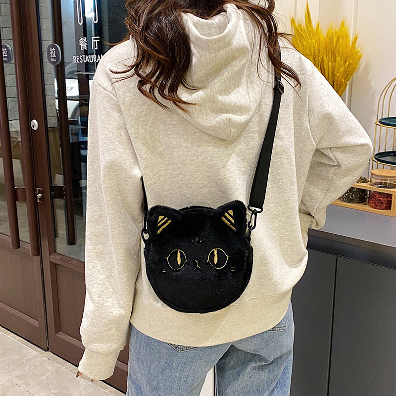 アンダーソン猫斜めがけバッグ女性2024新作携帯バッグぬいぐるみ刺繍ショルダーバッグかわいい漫画ラウンドバッグ|undefined