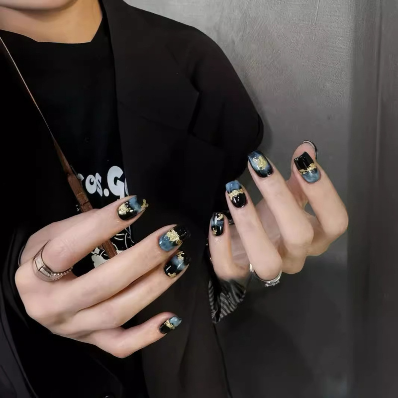 Artistic and Playful Graffiti, Niche Sweet and Cool Short Style Handmade Wearable Nails Wholesale, Street Stall Cartoon Starry Sky Nail Art