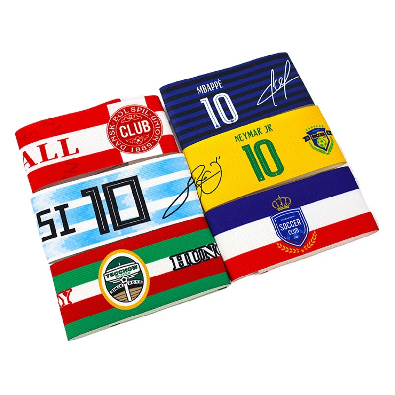 Nuevo brazalete de sublimación logotipo personalizado con velcro equipo de fútbol insignia de manga larga brazalete voluntario personalizado