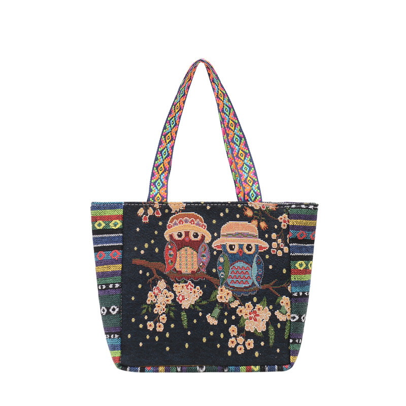 Women's Medium Canvas Animal Vacation Ethnic Style Square Zipper tote sacs Bag display picture 14