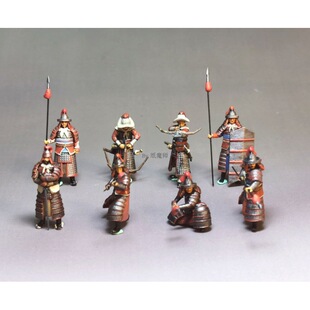 古代兵人1/72比例宋朝步兵8人组套装红蜡打印白模掌旗士兵长枪戟-阿里巴巴