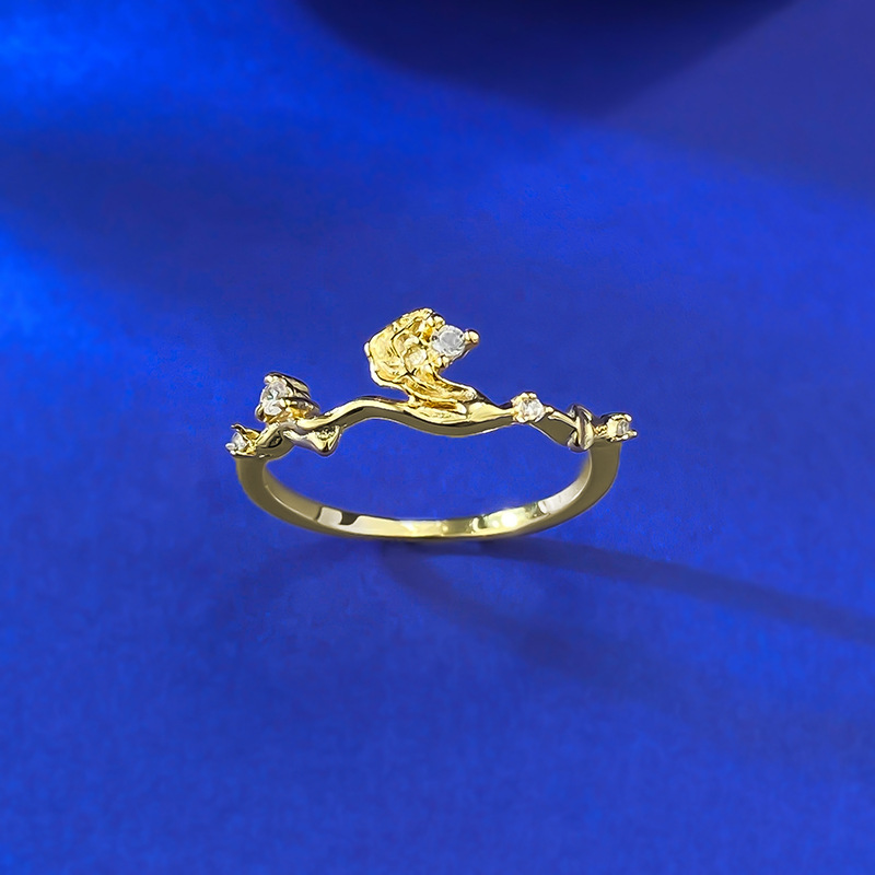 Mujing Jewelry S Anello in argento placcato oro con foglia e montatura perimetrale, di alta qualità, per donna, vendita all'ingrosso_voghion.com