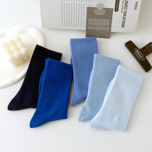 5 pairs of autumn and winter socks women's mid-calf socks ins trendy socks cotton sports sweat-absorbent checkerboard floral long-tube sports socks