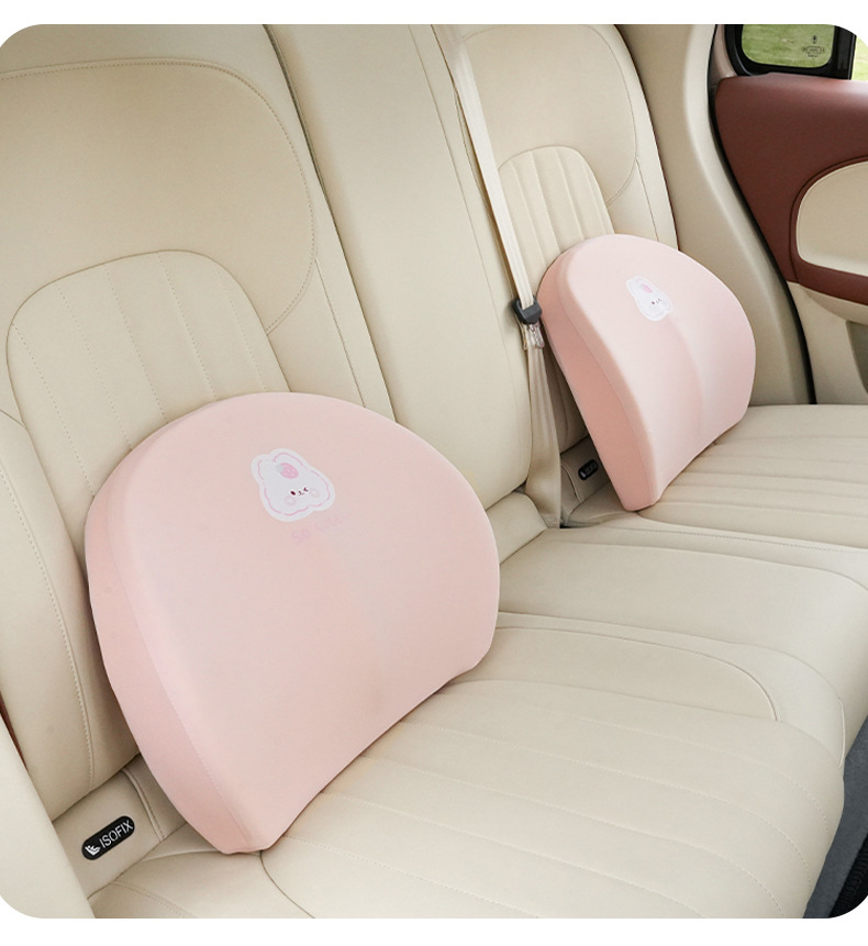 Memory Cotton Car Headrest Waist Strawberry Rabbit Comfortable Car Waist Cushion Waist Protection Four Seasons Universal Car Headrest