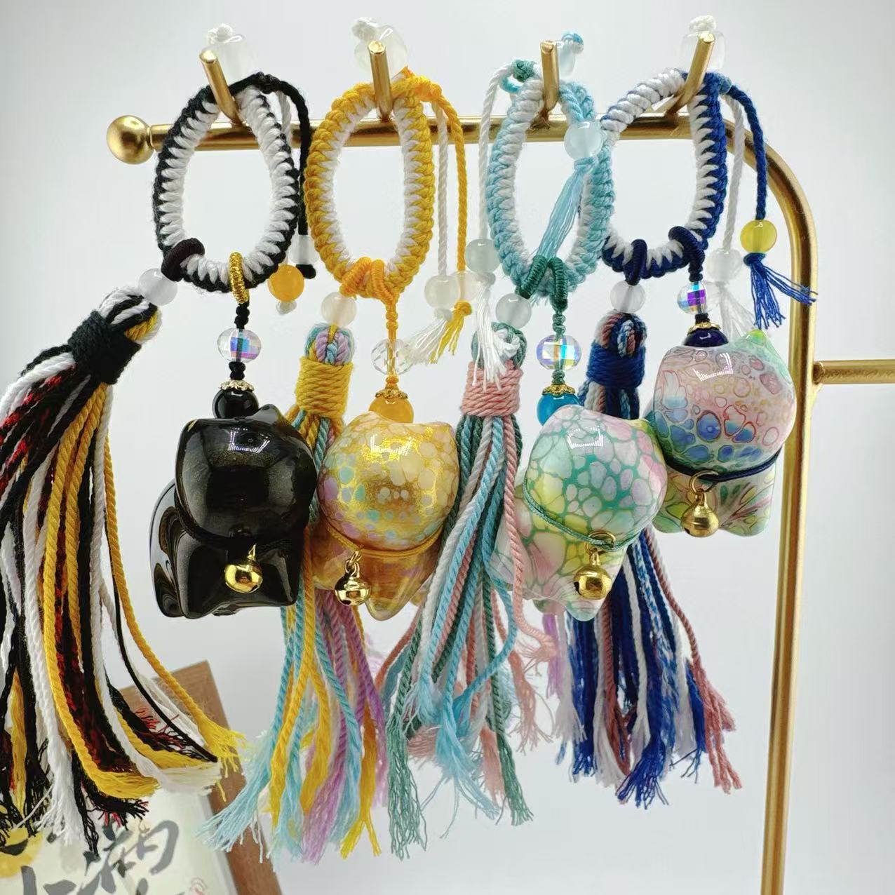 Wholesale Lacquer Cat Bag Hanging Tassel Cultural and Creative Product Bag Hanging Car Hanging Mobile Phone Pendant Cultural Toy Key Chain Pendant