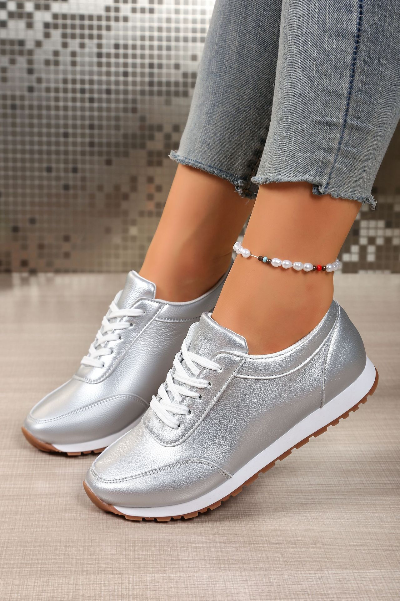 Women's Plus Size Comfortable Round Toe Lace-Up Thick Sole Sports Shoes Casual Running Shoe Summer_vogvips.com