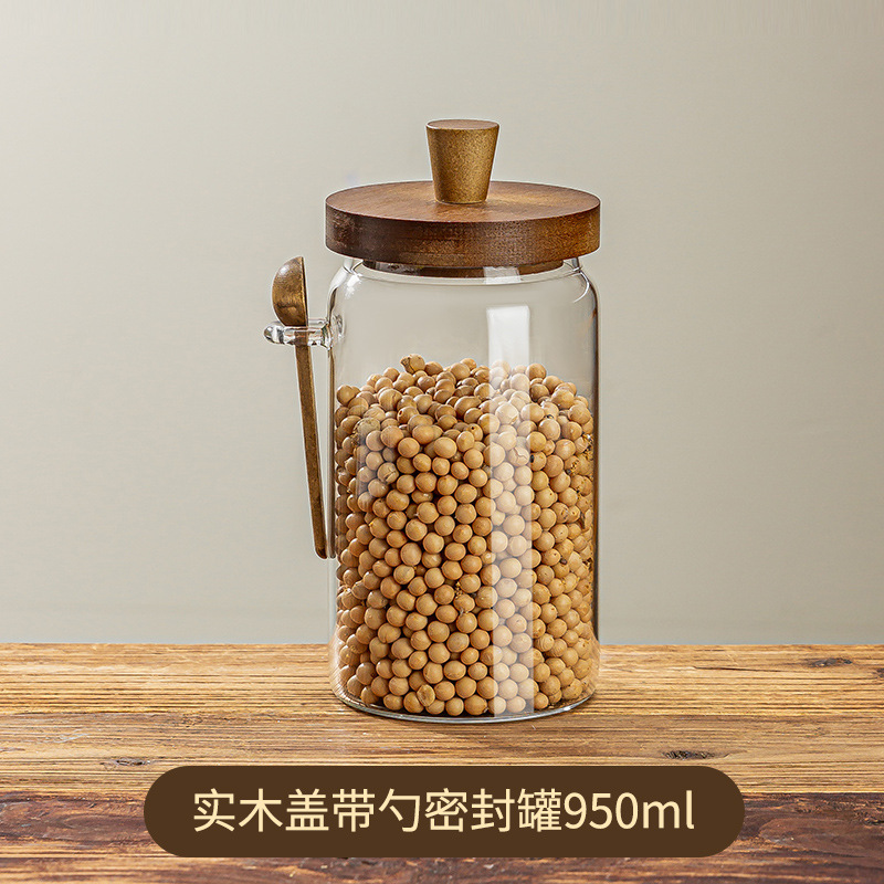 Tanque de almacenamiento de granos de café Tanque sellado de vidrio al vacío Tanque de almacenamiento de prensa Tanque de almacenamiento de té de leche en polvo a prueba de humedad