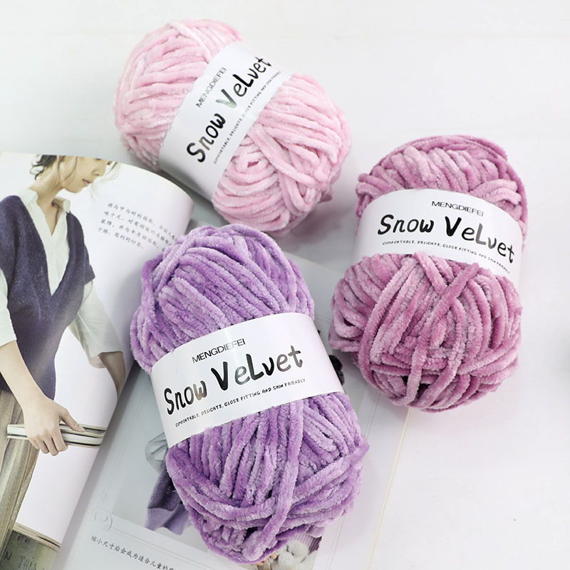 Edelweiss Velvet Chenille Doll Crochet DIY Handmade Knitting Scarf Medium Thick Yarn Ball Manufacturer Wholesale
