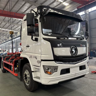 出口乡村用钩臂式垃圾车|垃圾清运车 出口国外垃圾车配套垃圾箱