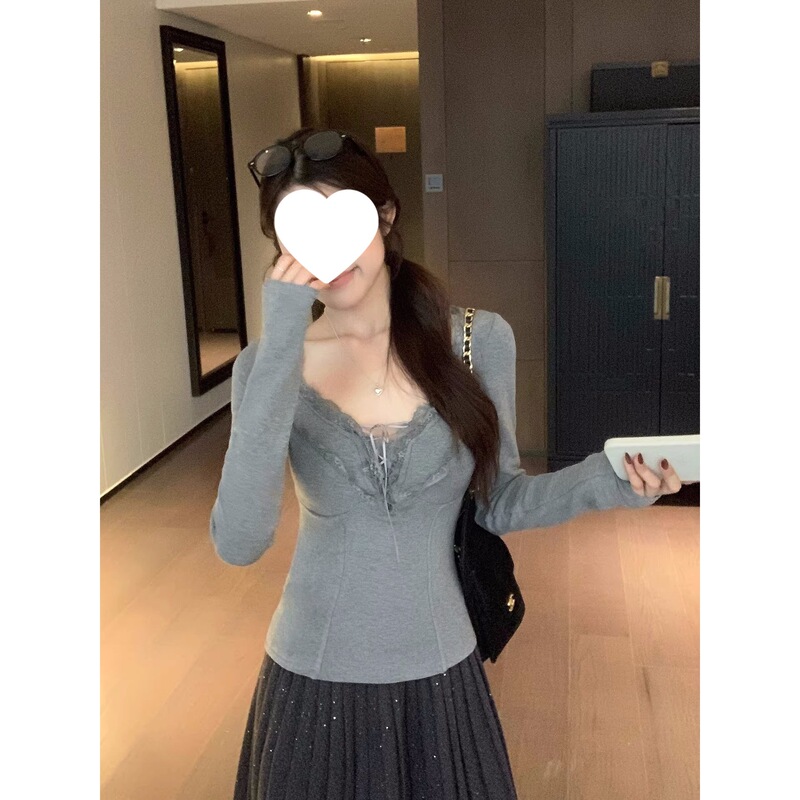 Lace Patchwork Tie-Neck Long-Sleeve Shirt for Women, New Winter Style, Pure Desire Hot Girl Versatile Slim-Fit Waist-Cinching Top Lace Patchwork Tie-Neck Long-Sleeve Shirt for Women, New Winter Style, Pure Desire Hot Girl Versatile Slim-Fit Waist-Cinching Top