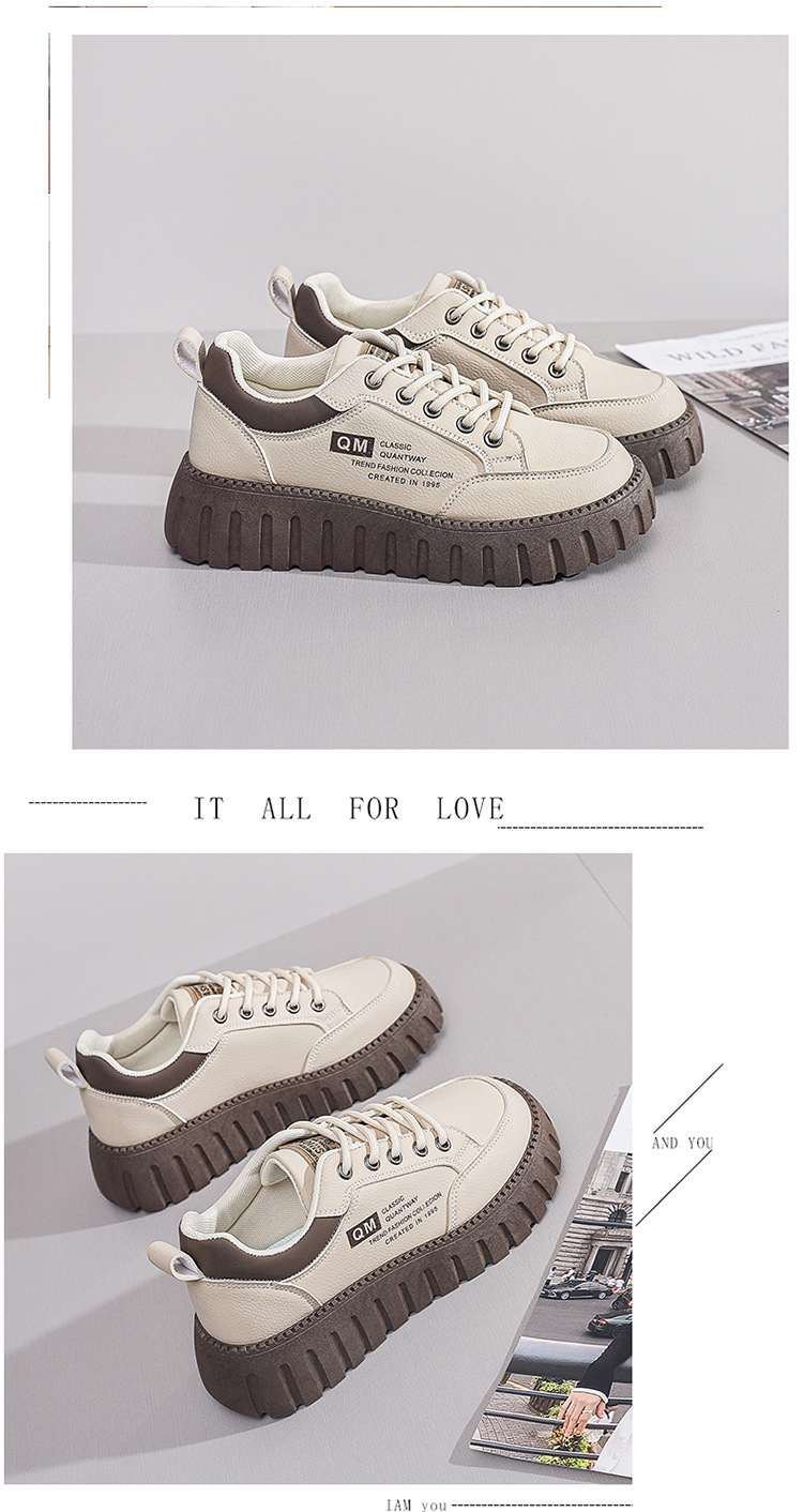 2026 Spring And Summer Women's New Breathable White Sneakers Versatile Thick-Soled Sports Casual Board Trendy Shoes_desvips.com