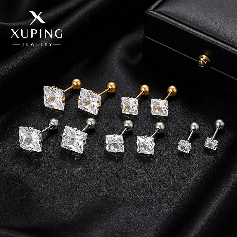 Xuping geometría cuadrada de acero inoxidable simple transfronterizo europeo y americano diario fácil de montar auriculares fuente fábrica al por mayor mujeres