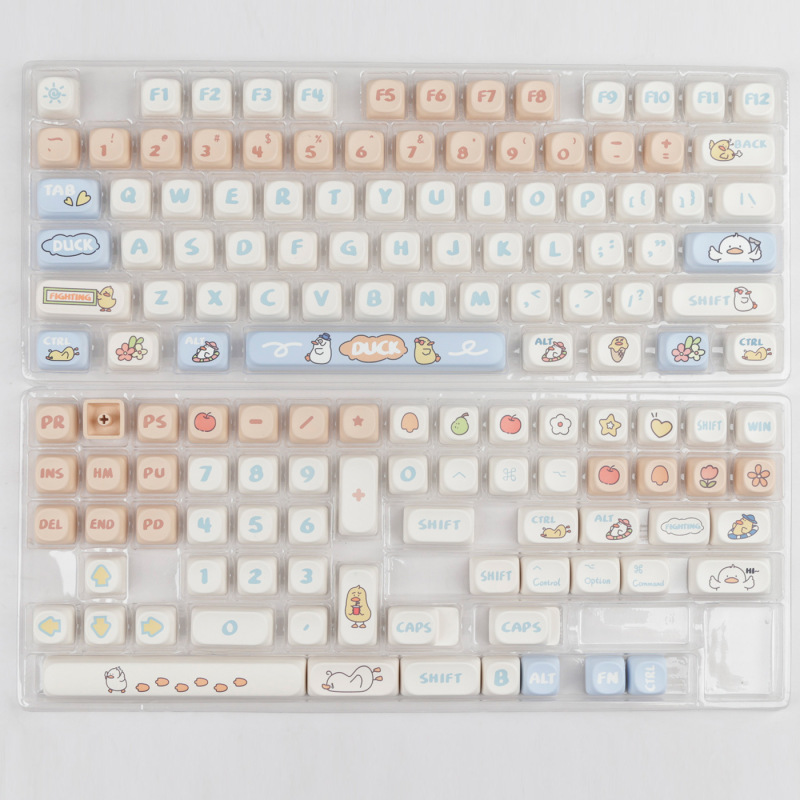 退屈なアヒルキーキャップかわいい漫画 MOA 高さ PBT 昇華 GH60 64 68 75 98 メカニカルキーボードキャップ|undefined