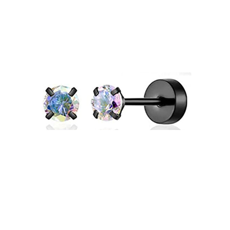 Stainless Steel Black Zircon Pearl Earrings Simple Geometric Stud Earrings for Women Fashion Piercing Jewelry 2024 Spring detail image 11