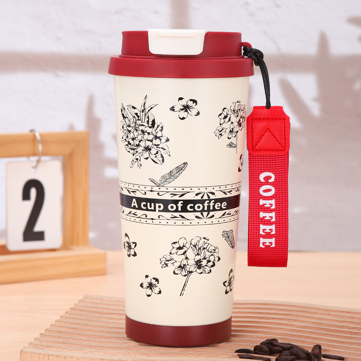 Taza de café de acero inoxidable de alto valor nominal Taza de aislamiento de diamante Taza de agua de gran capacidad con cuerda de elevación Taza de acompañamiento de vehículo