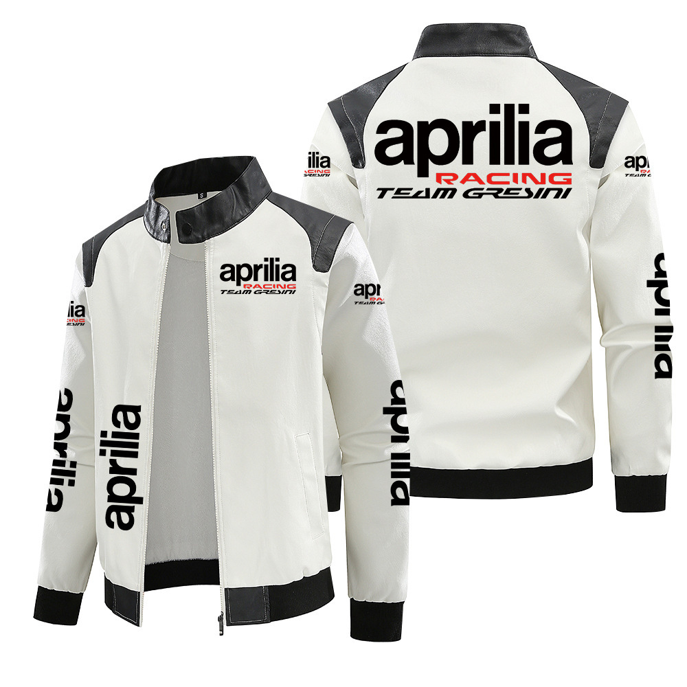 Aprill logo leather plus large print, autumn and winter jacket, PU high-end casual men's jacket_voghion.com
