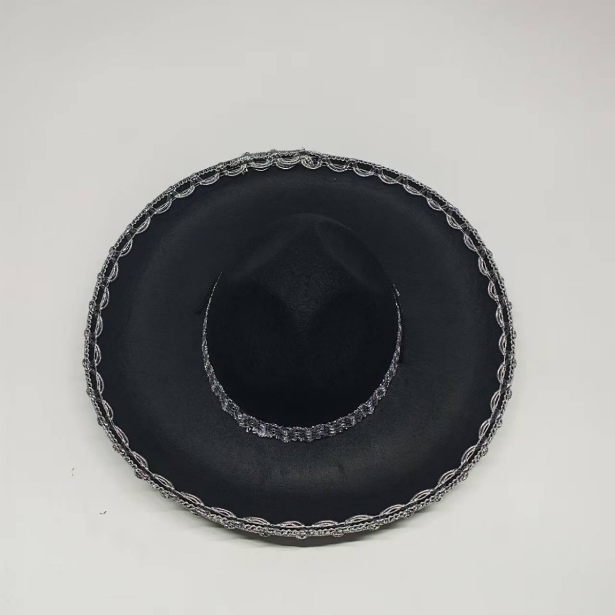 Sombrero de fiesta de Año Nuevo pequeño sombrero nacional mexicano bordado plateado decoración de Navidad sombrero de baile de maquillaje