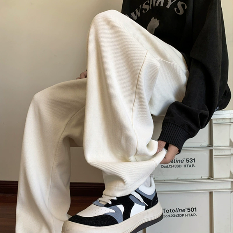 Брюки мужские осенние приливные марки ретро прямые вельветы широкие ноги повседневные oversize брюки с подвеской белые брюки