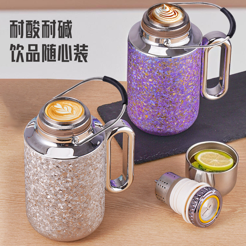 高颜值纯钛保温杯大容量茶水分离钛焖茶壶钛壶商务钛杯定制礼品杯|undefined