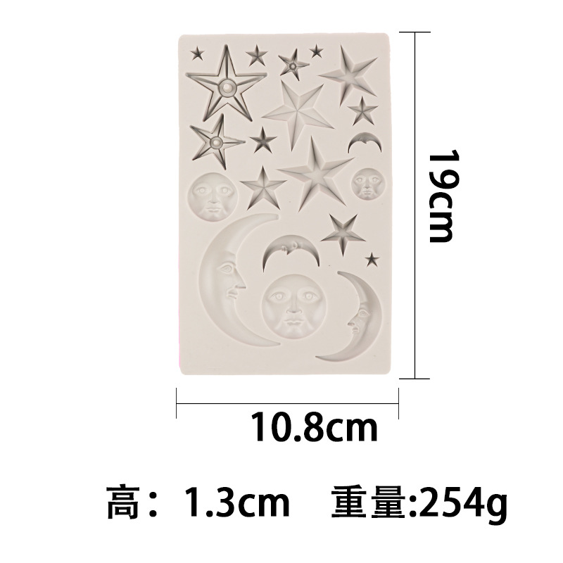 Star Moon Chocolate Model Face Face Face Molde de silicona Pastel de fondant Decoración de resina de goteo Horneado