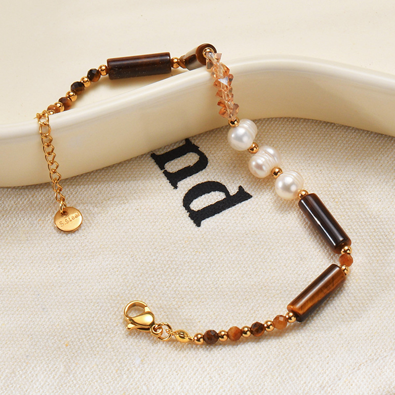 Bracelets Classification Simple Style Classic Style Round 304 Stainless Steel Natural Stone Wholesale Bracelets