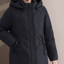 跨境90绒妈妈装羽绒服女2025冬装新款中年加厚保暧白鸭绒连帽