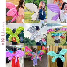 巜蝴蝶翅膀气球卖摆摊马卡龙渐变天使蝴蝶翅膀气球儿童地摊气球夜