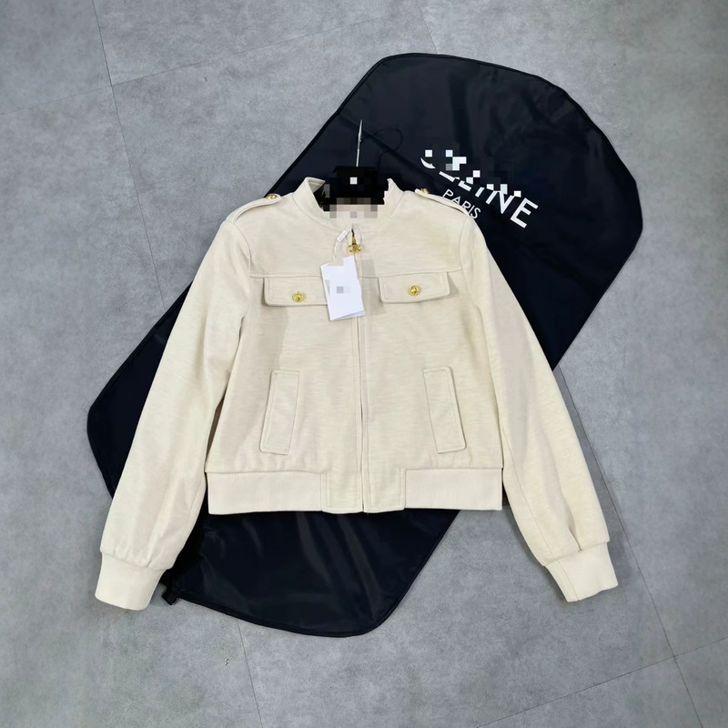 C brand 2026 autumn/winter new Celine stand-up collar short jacket, soft material, zip-up jacket C brand 2026 autumn/winter new Celine stand-up collar short jacket, soft material, zip-up jacket