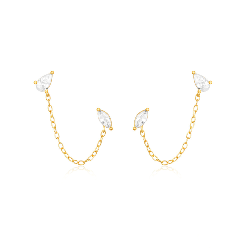 Simple Style, Shiny, IG Style Style 1 Pair 925 Sterling Silver Zircon Geometric Ear Line