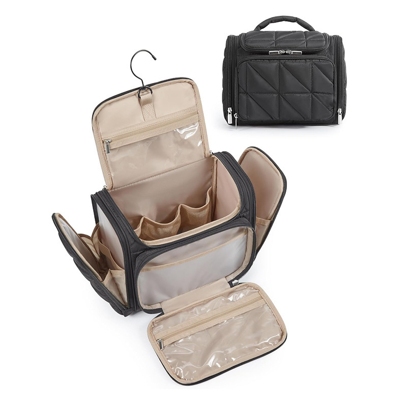 Amazon nueva bolsa de maquillaje bolsa de viaje con gancho impermeable bolsa de maquillaje ligera y esponjosa bolsa de viaje portátil