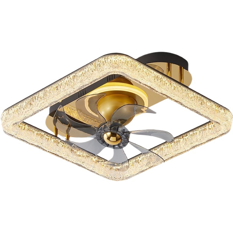 Nuevo ventilador de techo de grietas de hielo, lámpara de ventilador, protección ocular, lámpara LED, atmósfera doméstica, lámpara de ventilador de sacudida de 360 grados