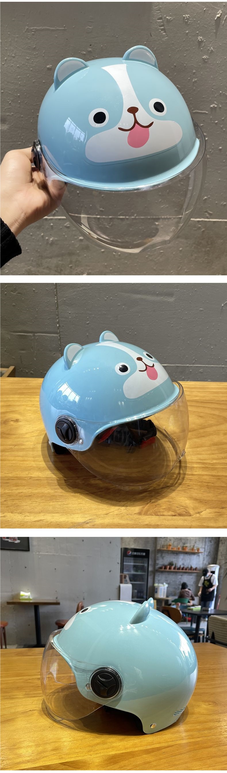 Electric Motorcycle Kids Helmet Cute Ears Summer Sunscreen Half Helmet