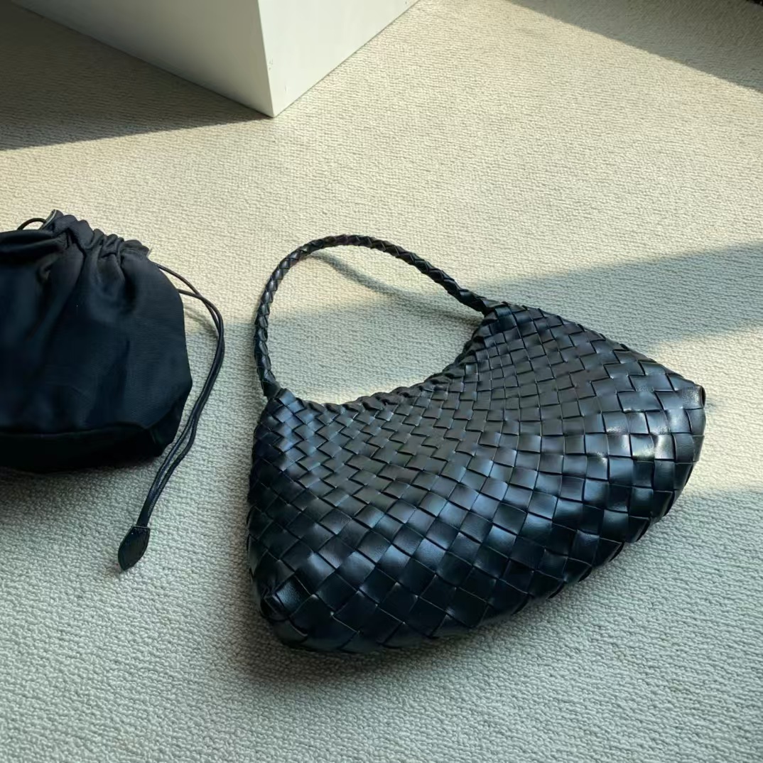 Dragon Diffusion Women's Cowhide Woven Bag Vintage Shoulder Handbag Underarm Bag Baguette Bag - Thumbnail 2