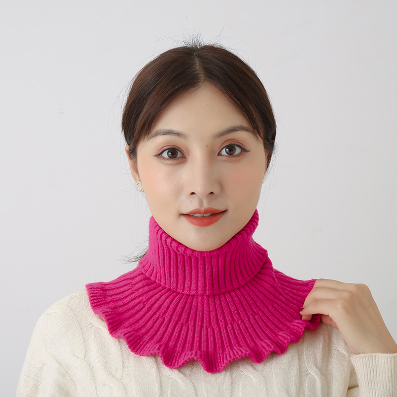 Baja de cabeza para mujeres de otoño y invierno caliente para proteger la columna cervical de color sólido elástico tejido cuello falso suéter cuello alto cuello