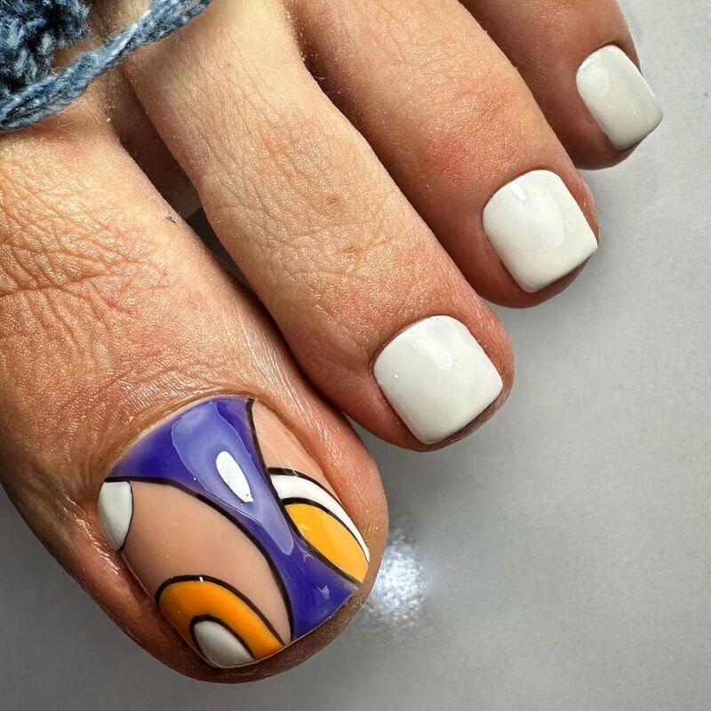 J-320 White Impression Foot Fake Nails Cross-Border Art Lines Pure Desire European and American Contrasting Color Wearable Nails Wholesale