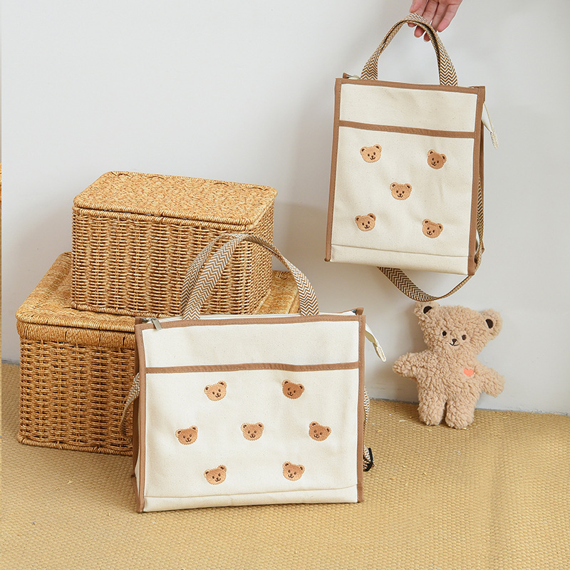 Korean Zipper Embroidery Quilted Cotton Mommy Bagulation Bottle Bag Baby Stroller Hanging Bag Diaper Bag