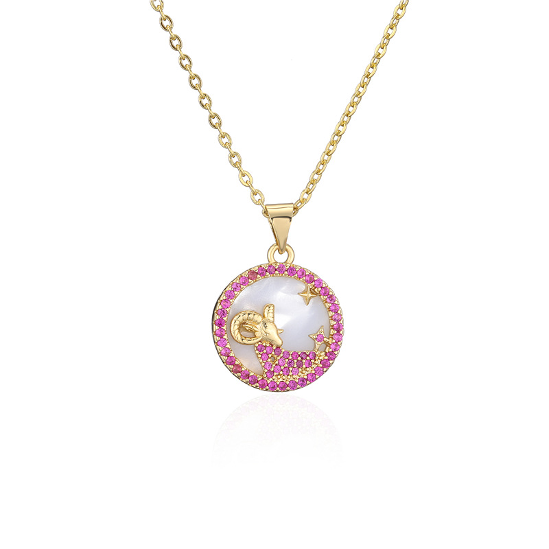 wholesale jewelry gold electroplated copper 12 constellation necklace Nihaojewelry