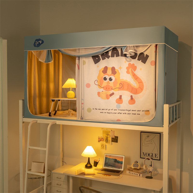 Nuevo tipo de instalación gratuita dormitorio de estudiantes cama individual mosquitera anti-mosquitos 2025 nueva cama superior e inferior dormitorio para bebés anti-caída