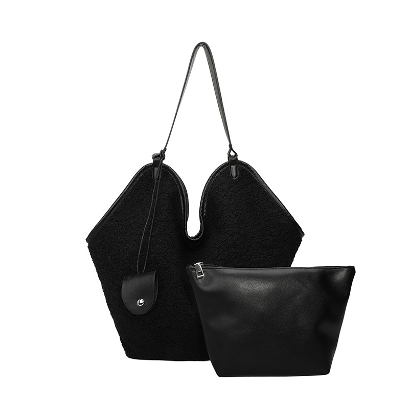 Bolso Tote de Peluche para Mujer Gran Capacidad Juego 2 en 1 para Uso Diario