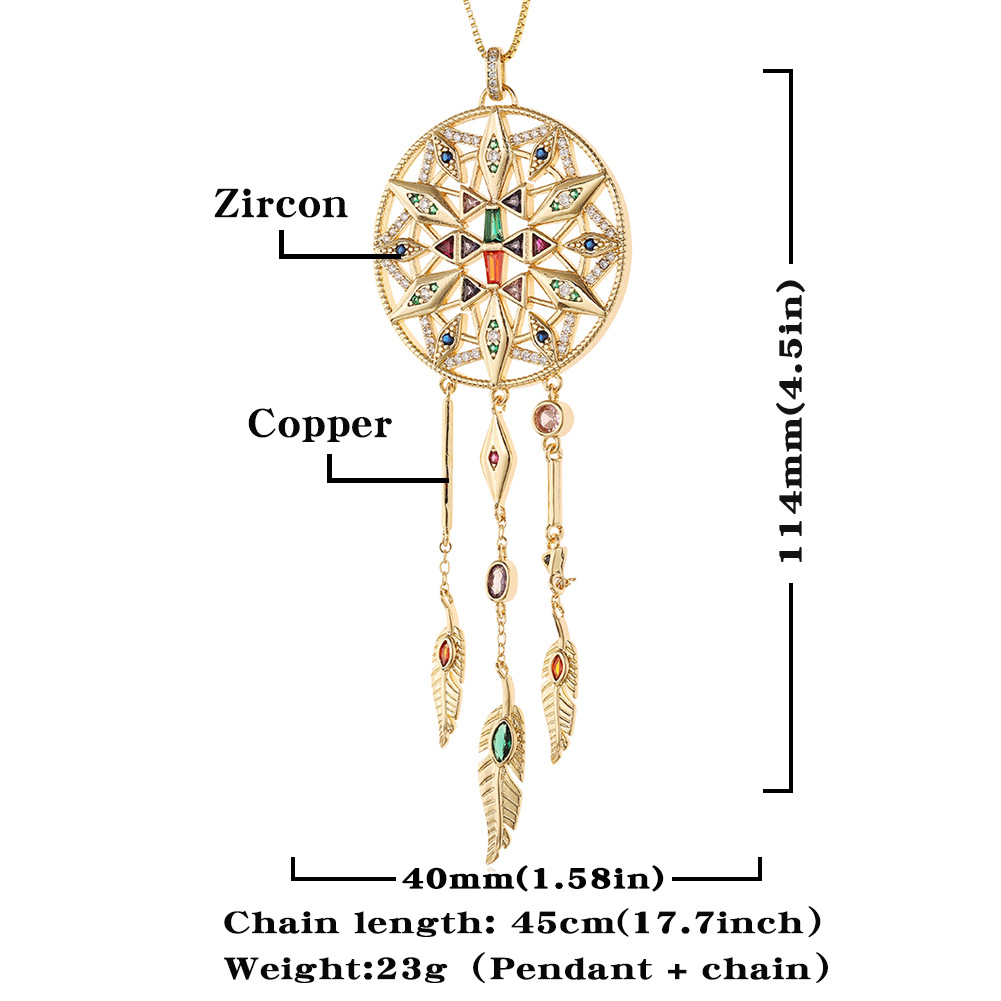 Bohemian Long Womenu0027s Necklace Round Hollow Star Pendant Copper Necklace