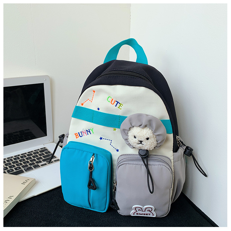 Mochila de estilo coreano para niños y niñas, color contrastante, mochila de dibujos animados, mochila de estudiantes de escuela primaria, mochila de niños de gran capacidad.